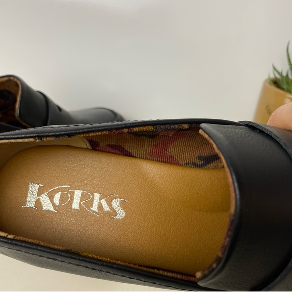 SALE New Korks Black Leather Loafers with Wooden Heel - Picture 5 of 8